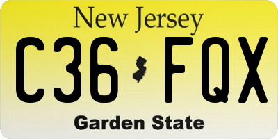 NJ license plate C36FQX