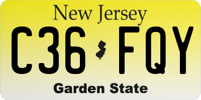 NJ license plate C36FQY