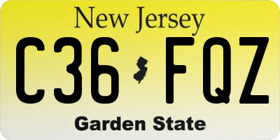 NJ license plate C36FQZ