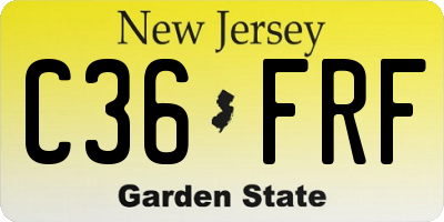 NJ license plate C36FRF