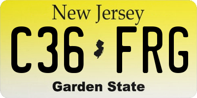 NJ license plate C36FRG