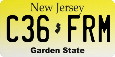 NJ license plate C36FRM