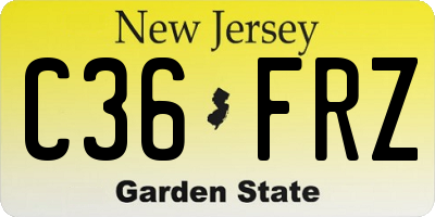 NJ license plate C36FRZ