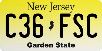 NJ license plate C36FSC