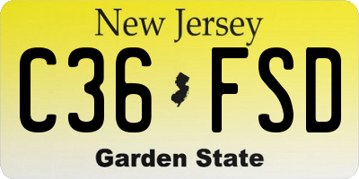 NJ license plate C36FSD