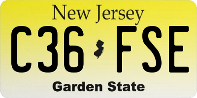 NJ license plate C36FSE