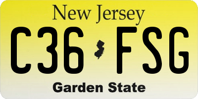 NJ license plate C36FSG