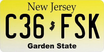 NJ license plate C36FSK