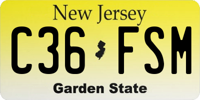 NJ license plate C36FSM