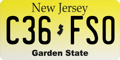 NJ license plate C36FSO