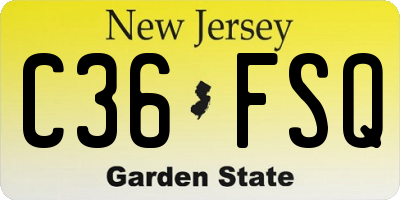 NJ license plate C36FSQ