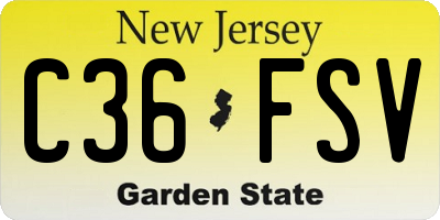 NJ license plate C36FSV