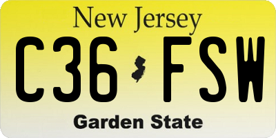NJ license plate C36FSW