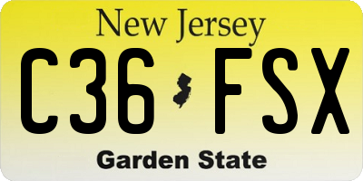 NJ license plate C36FSX