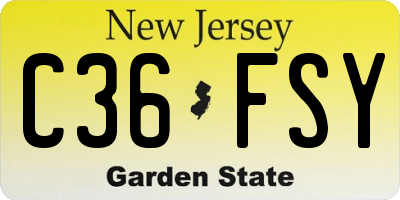 NJ license plate C36FSY