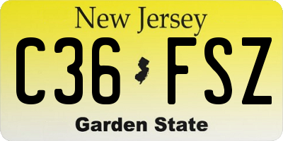 NJ license plate C36FSZ