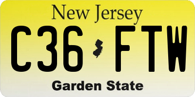 NJ license plate C36FTW
