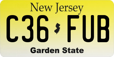 NJ license plate C36FUB
