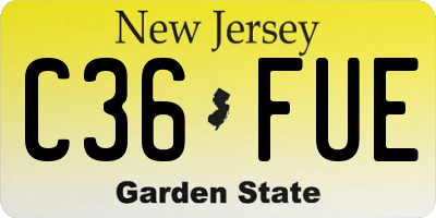 NJ license plate C36FUE