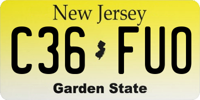 NJ license plate C36FUO