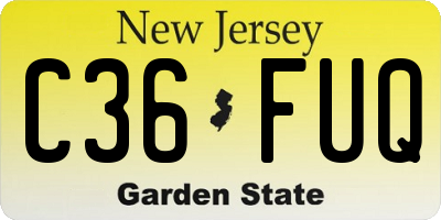 NJ license plate C36FUQ