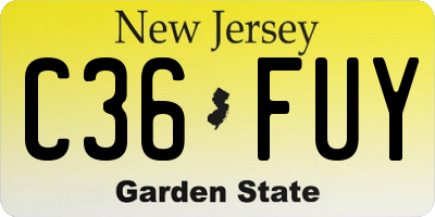 NJ license plate C36FUY