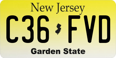 NJ license plate C36FVD