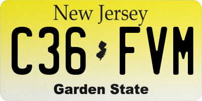 NJ license plate C36FVM