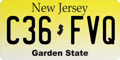 NJ license plate C36FVQ