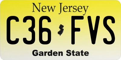 NJ license plate C36FVS