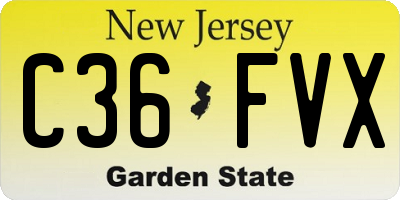 NJ license plate C36FVX