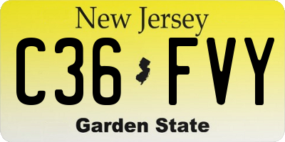 NJ license plate C36FVY