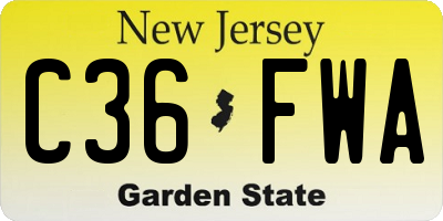 NJ license plate C36FWA