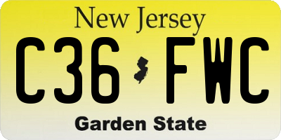 NJ license plate C36FWC