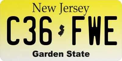 NJ license plate C36FWE