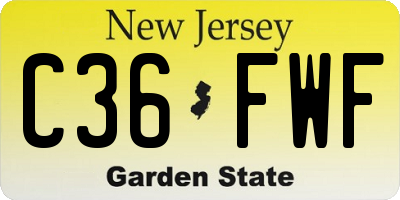 NJ license plate C36FWF