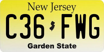 NJ license plate C36FWG