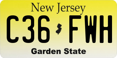 NJ license plate C36FWH