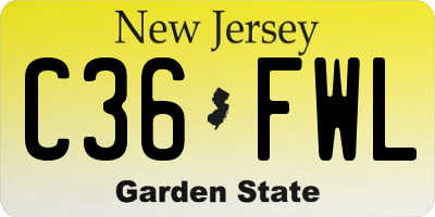 NJ license plate C36FWL