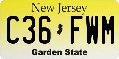 NJ license plate C36FWM