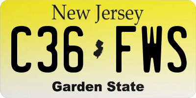NJ license plate C36FWS