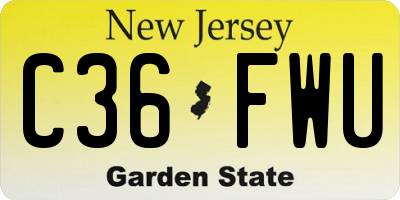 NJ license plate C36FWU
