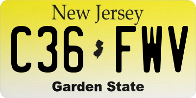 NJ license plate C36FWV