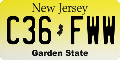 NJ license plate C36FWW