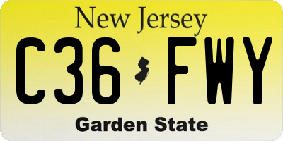 NJ license plate C36FWY