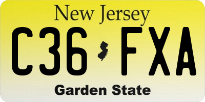 NJ license plate C36FXA