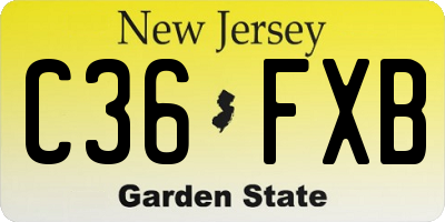 NJ license plate C36FXB