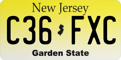 NJ license plate C36FXC