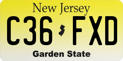 NJ license plate C36FXD