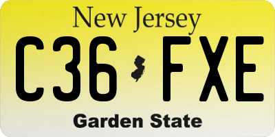 NJ license plate C36FXE
